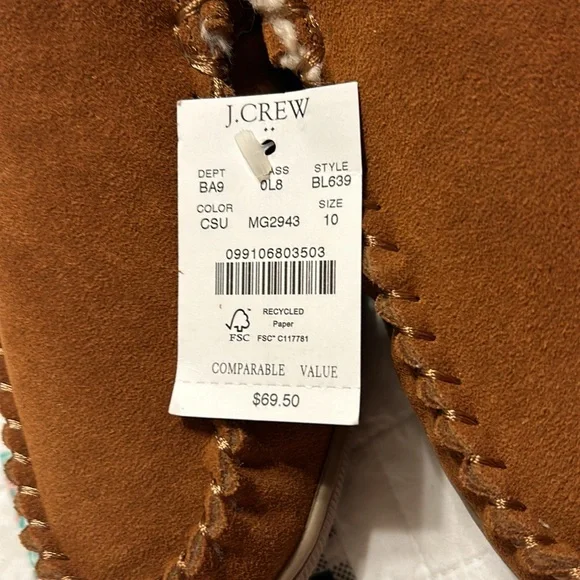 Men’s j crew faux fur lined moccasin slippers- BNWT - Picture 2 of 7